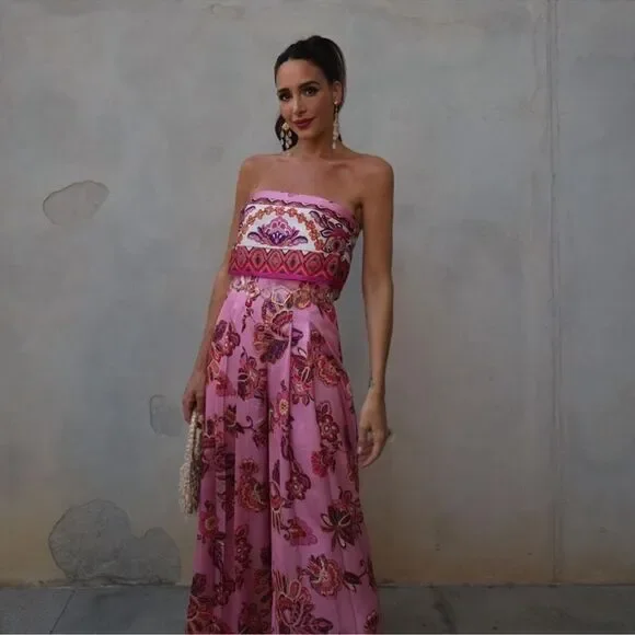 Zara blogger favorite strapless wide leg jumpsuit NWT - Picture 9 of 12